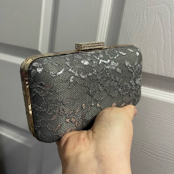 Gray Satin & Lace Clutch - Picture 16 of 17